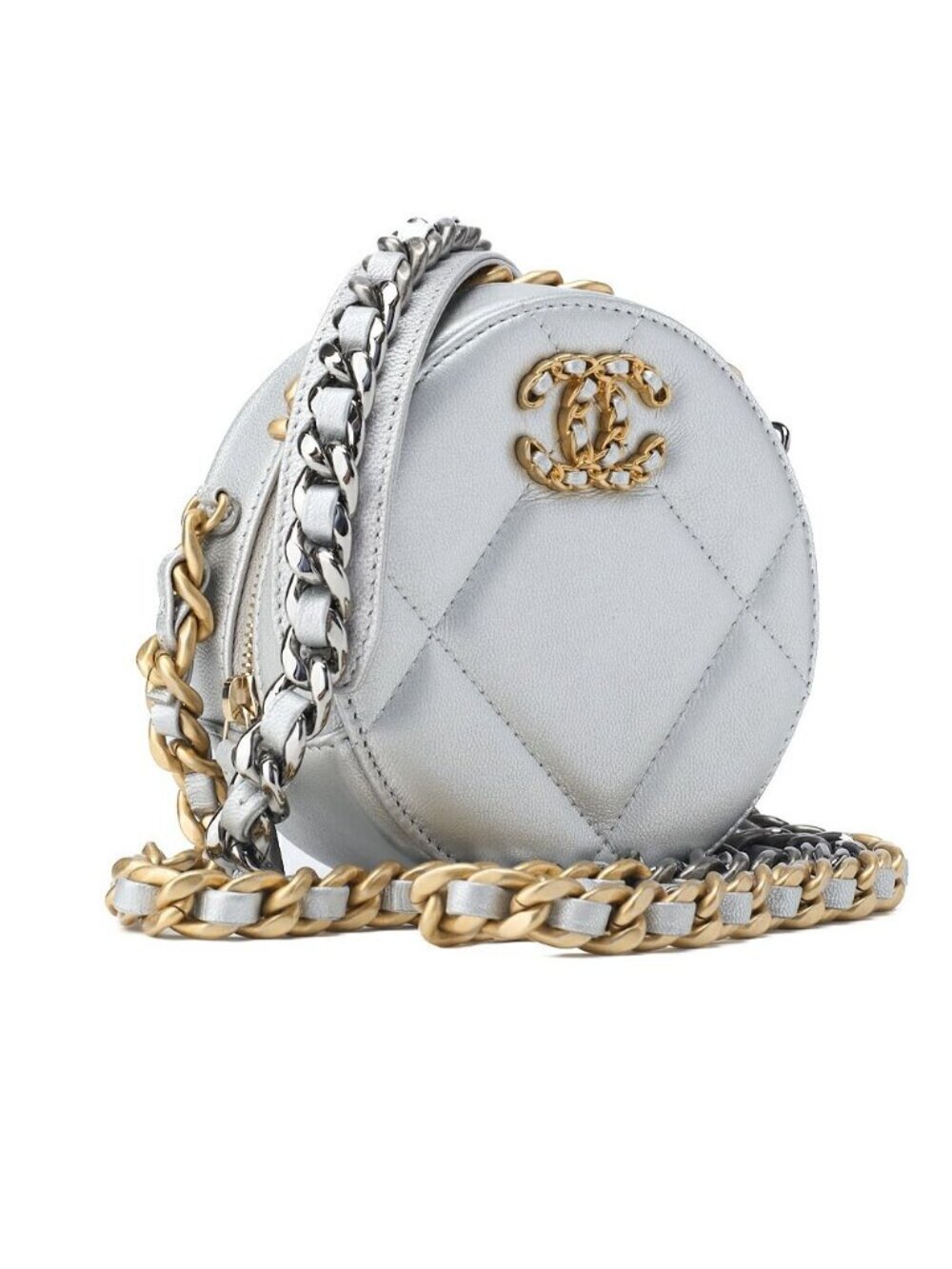 Chanel Tote 19 Quilted Chain Shoulder Lambskin Silver - Picture 2 of 10